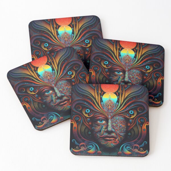 Item preview, Psychedelic illustration with a female face designed and sold by lokirick.