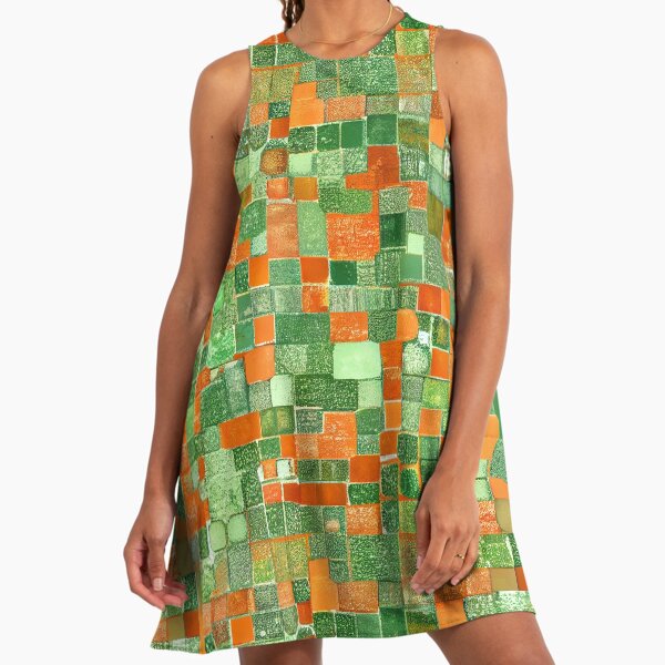 orange white green dress Multi-Color Casual Maxi Dress, Shift Dress Multi Print / Large main image 0