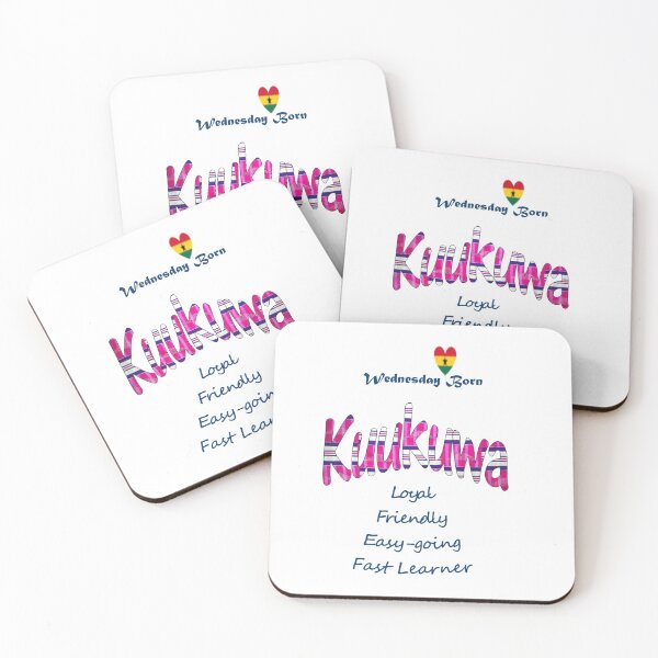 Item preview, Wednesday Born Ghanaian Female Name 'Kuukuwa' in pink designed and sold by WhoWeAre.