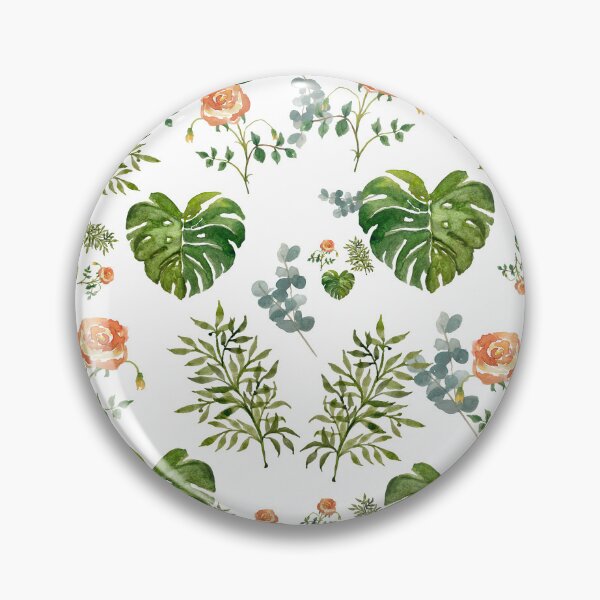 Artikelvorschau, Rose flower palm leaf branch pattern watercolor entworfen und verkauft von Yana Mustafina | Boho Soulful Designs.