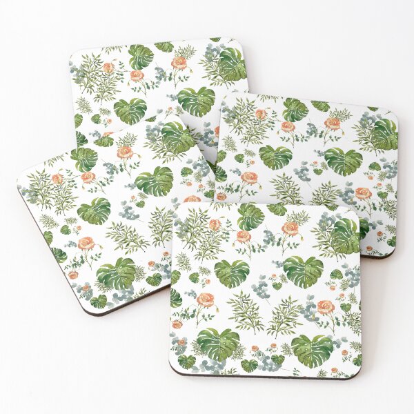 Artikelvorschau, Rose flower palm leaf branch pattern watercolor entworfen und verkauft von Yana Mustafina | Boho Soulful Designs.