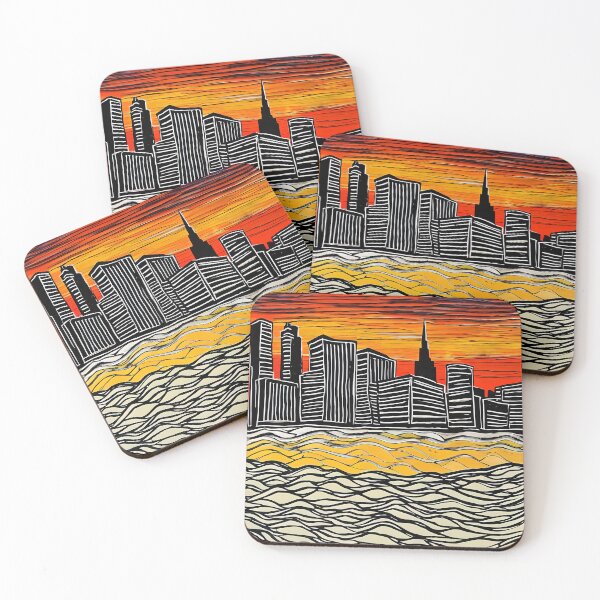 Item preview, Dramatic City Sunset Illustration Gift designed and sold by TMelonShop.
