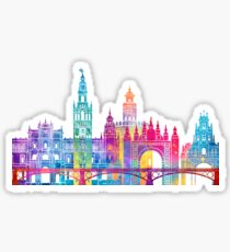Seville landmarks watercolor poster Sticker