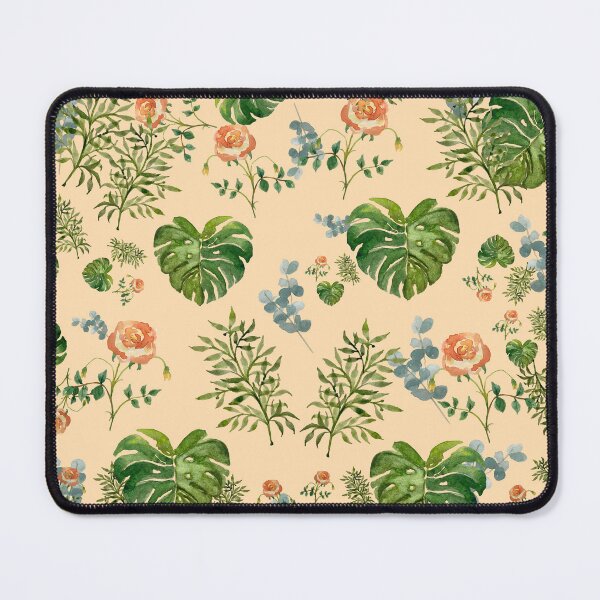 Item preview, Rose flower palm leaf branch pattern watercolor beige designed and sold by Yana Mustafina | Boho Soulful Designs.