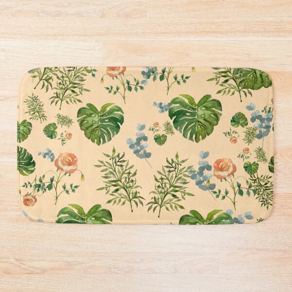 Artikelvorschau, Rose flower palm leaf branch pattern watercolor beige entworfen und verkauft von Yana Mustafina | Boho Soulful Designs.