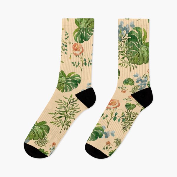Artikelvorschau, Rose flower palm leaf branch pattern watercolor beige entworfen und verkauft von Yana Mustafina | Boho Soulful Designs.