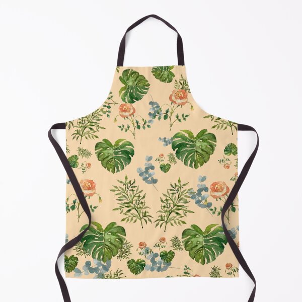 Aperçu de l'œuvre Rose flower palm leaf branch pattern watercolor beige créée et vendue par Yana Mustafina | Boho Soulful Designs.