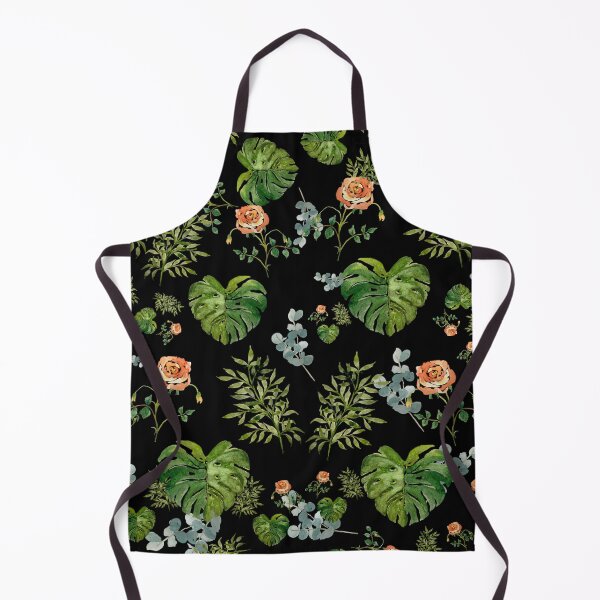 Artikelvorschau, Rose flower palm leaf branch pattern watercolor black entworfen und verkauft von Yana Mustafina | Boho Soulful Designs.
