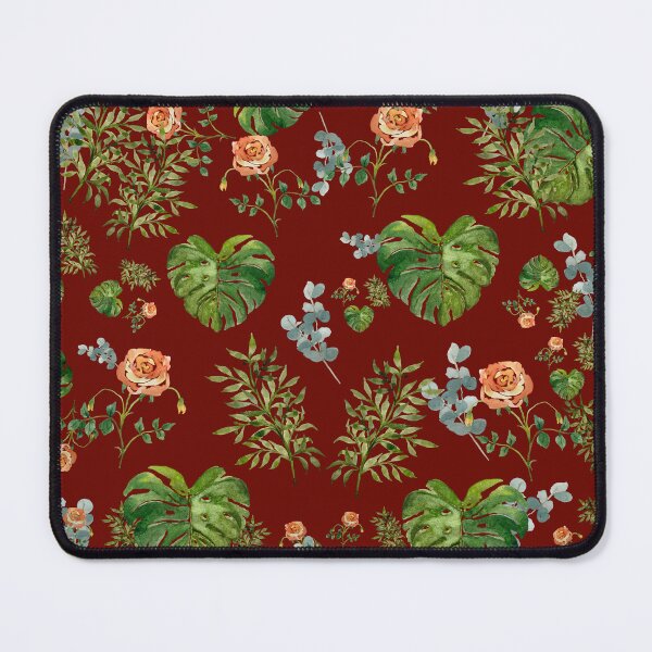 Artikelvorschau, Rose flower palm leaf branch pattern watercolor red entworfen und verkauft von Yana Mustafina | Boho Soulful Designs.