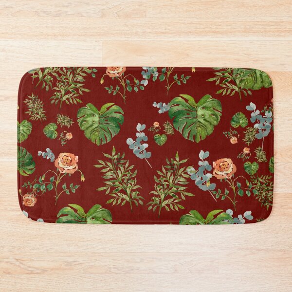 Artikelvorschau, Rose flower palm leaf branch pattern watercolor red entworfen und verkauft von Yana Mustafina | Boho Soulful Designs.