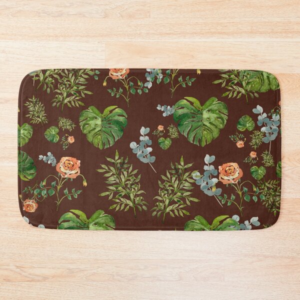 Artikelvorschau, Rose flower palm leaf branch pattern watercolor brown entworfen und verkauft von Yana Mustafina | Boho Soulful Designs.