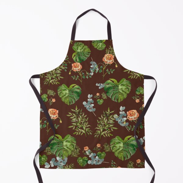 Aperçu de l'œuvre Rose flower palm leaf branch pattern watercolor brown créée et vendue par Yana Mustafina | Boho Soulful Designs.