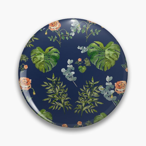 Artikelvorschau, Rose flower palm leaf branch pattern watercolor indigo entworfen und verkauft von Yana Mustafina | Boho Soulful Designs.