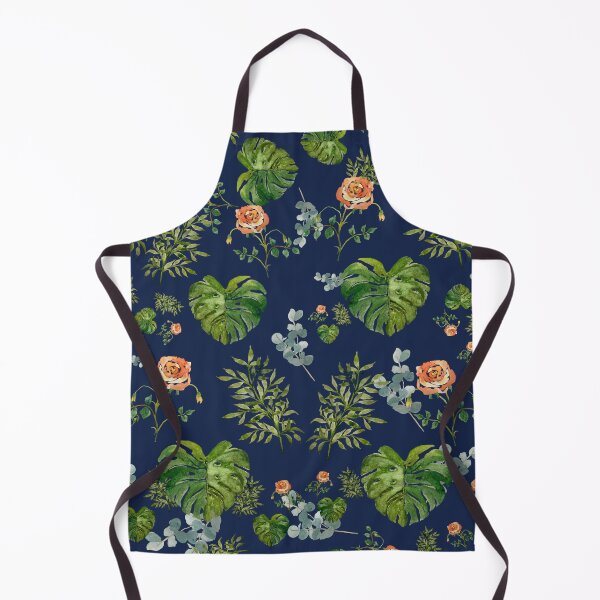 Item preview, Rose flower palm leaf branch pattern watercolor indigo designed and sold by Yana Mustafina | Boho Soulful Designs.
