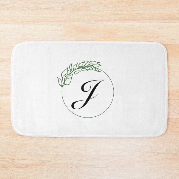 Item preview, J Monogram Initial with Emerald Green Leaf Wreath designed and sold by TeaLimeTwo.