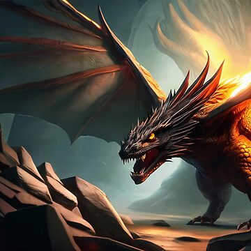 Artwork thumbnail, Evil Monstrous Dragon in a Cave by dragynrain