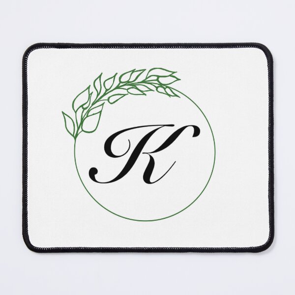 Item preview, K Monogram Initial with Emerald Green Leaf Wreath designed and sold by TeaLimeTwo.