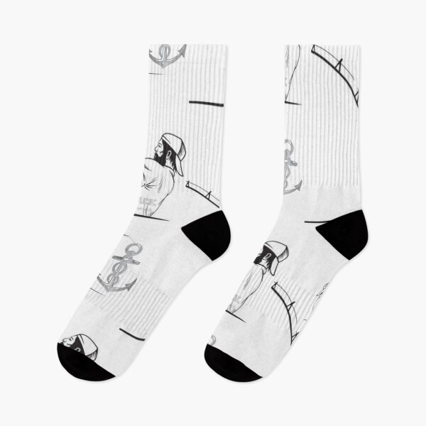 Item preview, Grey fisher man men fishing grey anchor in black summer clothing line designed and sold by Yakisha Gates.