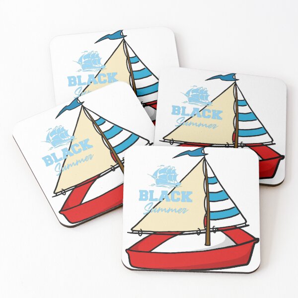 Item preview, Tan sail boat sailing in stripes red cruse summer black blue flag designed and sold by Yakisha Gates.