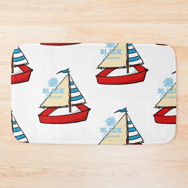 Item preview, Tan sail boat sailing in stripes red cruse summer black blue flag designed and sold by Yakisha Gates.