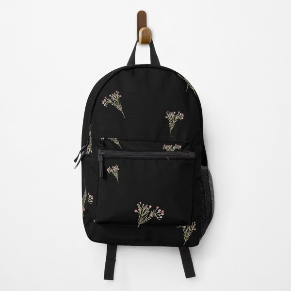 Item preview, Branch pink flower floral pattern watercolor black designed and sold by Yana Mustafina | Boho Soulful Designs.