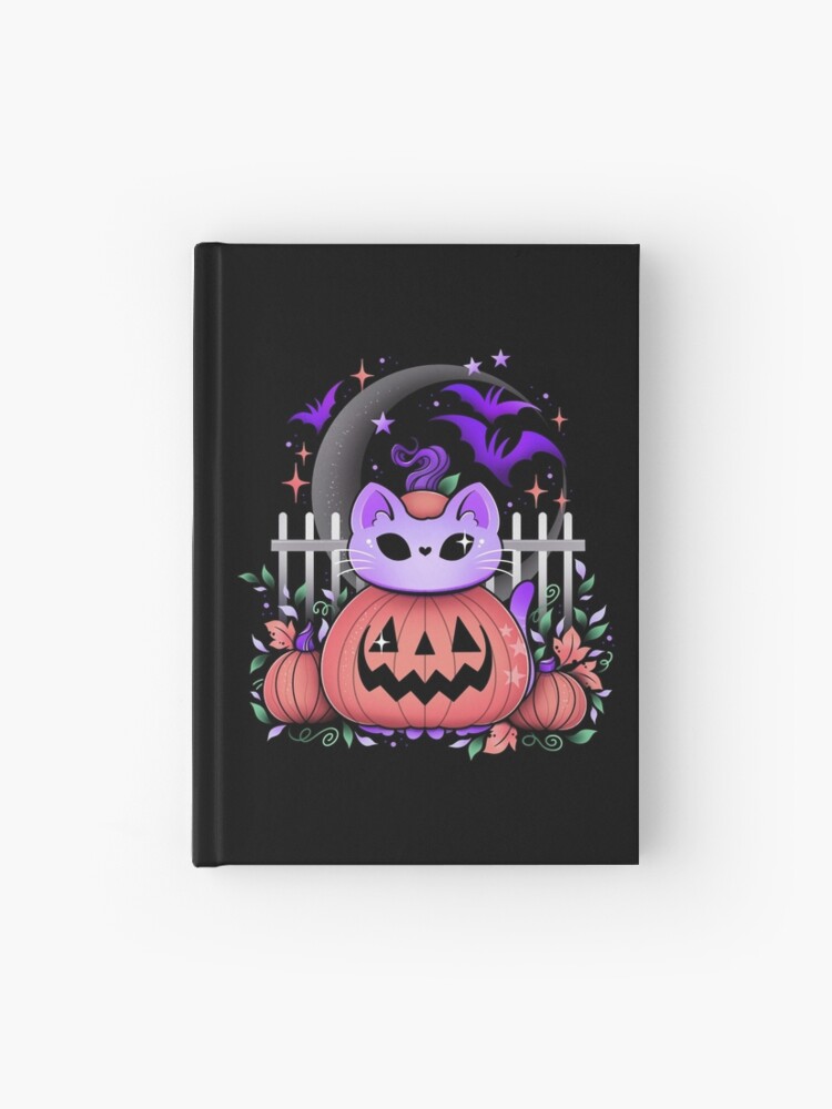 Thumbnail 1 of 3, Hardcover Journal, Pumpkin patch Halloween cat designed and sold by Texdoodles.