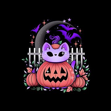 Artwork thumbnail, Pumpkin patch Halloween cat by Texdoodles