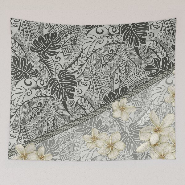 Item preview, Hawaiian Monstera and Plumeria Tapa Fusion designed and sold by J Marielle Designs.
