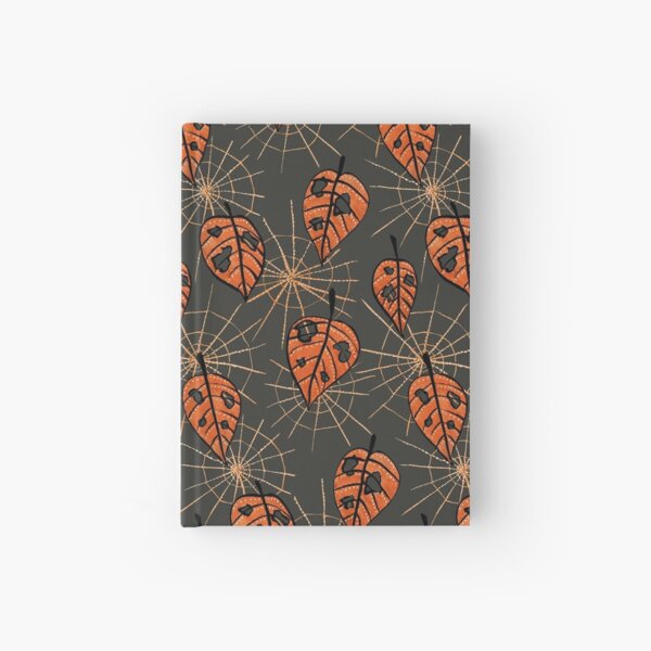 Orange Leaves With Holes And Spiderwebs Hardcover Journal