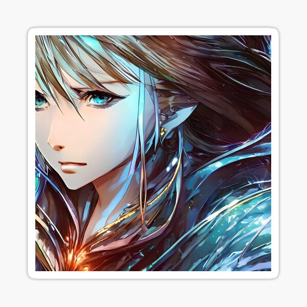 Close-Up of Anime Warrior Goddess Gift Sticker