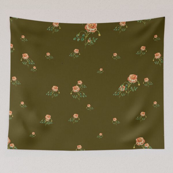 Item preview, Rose flower ornate cute floral pattern watercolor green designed and sold by Yana Mustafina | Boho Soulful Designs.