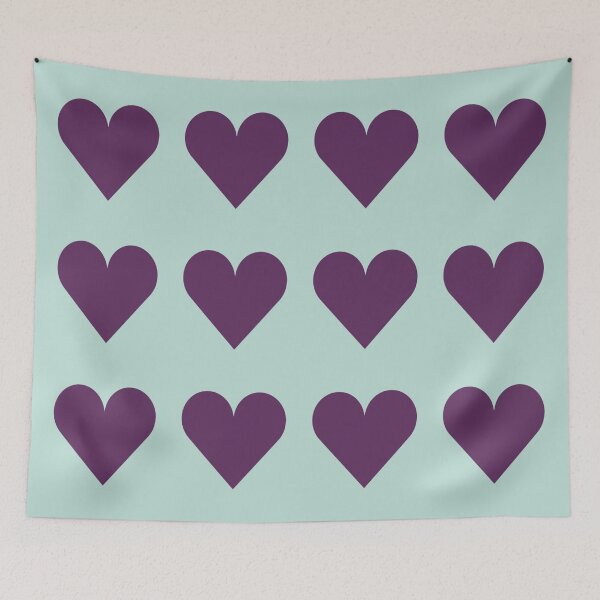 Item preview, Large AUBERGINE PURPLE and MINT GREEN LOVE HEARTS designed and sold by RachelMacht.
