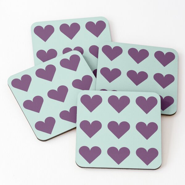 Item preview, Large AUBERGINE PURPLE and MINT GREEN LOVE HEARTS designed and sold by RachelMacht.