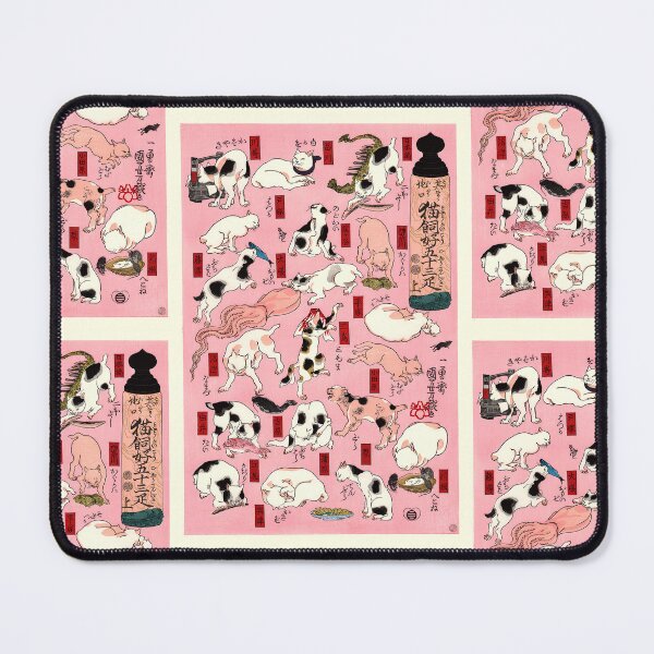 Item preview, Utagawa Hiroshige Japanese Woodblock Cats Pink Pastel Cat Pattern designed and sold by TeeARTHY.