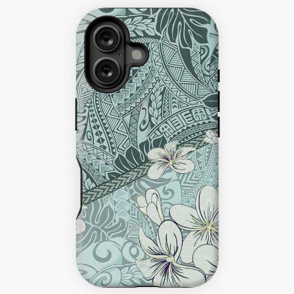 Aperçu de l'œuvre Monstera Seafoam Green Tapa Fusion avec Plumeria créée et vendue par J Marielle Designs.