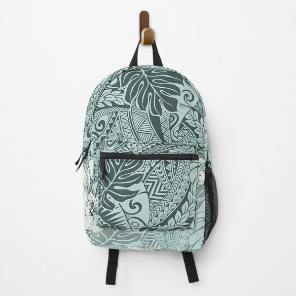 Item preview, Monstera Seafoam Green Tapa Fusion with Plumeria designed and sold by J Marielle Designs.