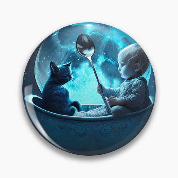 Item preview, Cats Cradled with Silver Spoon and Boy Blue on Moon designed and sold by AlliancEmporium.