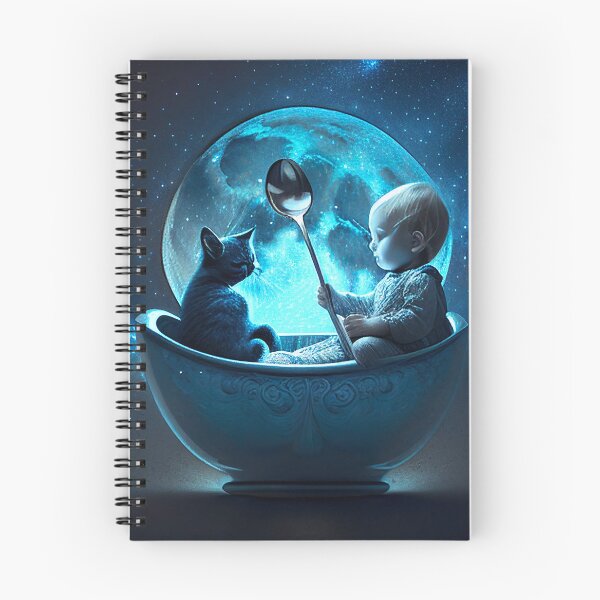 Item preview, Cats Cradled with Silver Spoon and Boy Blue on Moon designed and sold by AlliancEmporium.