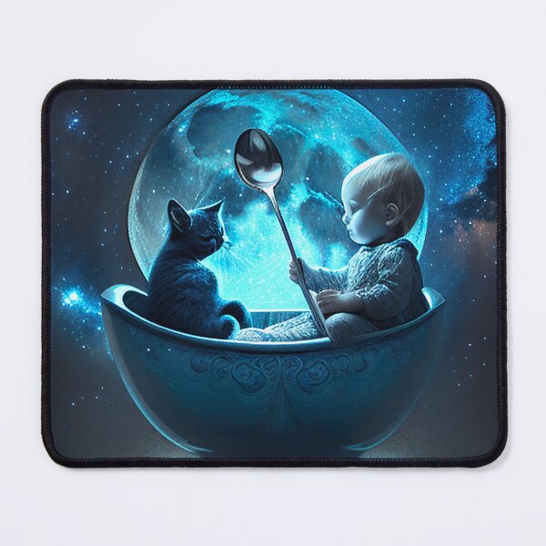 Item preview, Cats Cradled with Silver Spoon and Boy Blue on Moon designed and sold by AlliancEmporium.