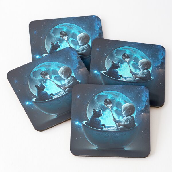 Item preview, Cats Cradled with Silver Spoon and Boy Blue on Moon designed and sold by AlliancEmporium.