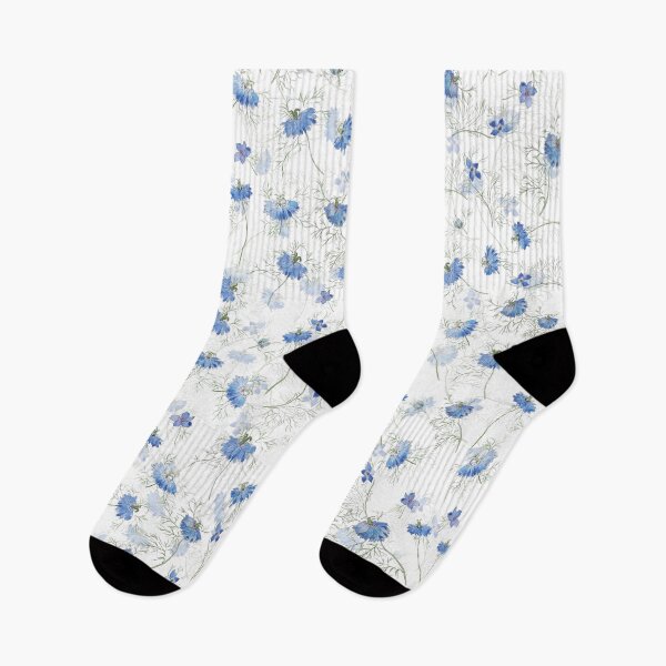 Item preview, blue purple nigella flowers watercolor pattern  designed and sold by SelenePaintings .