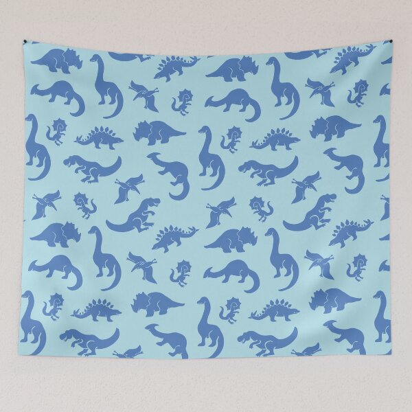 Item preview, Blue dinos repeat pattern designed and sold by kspfeif.