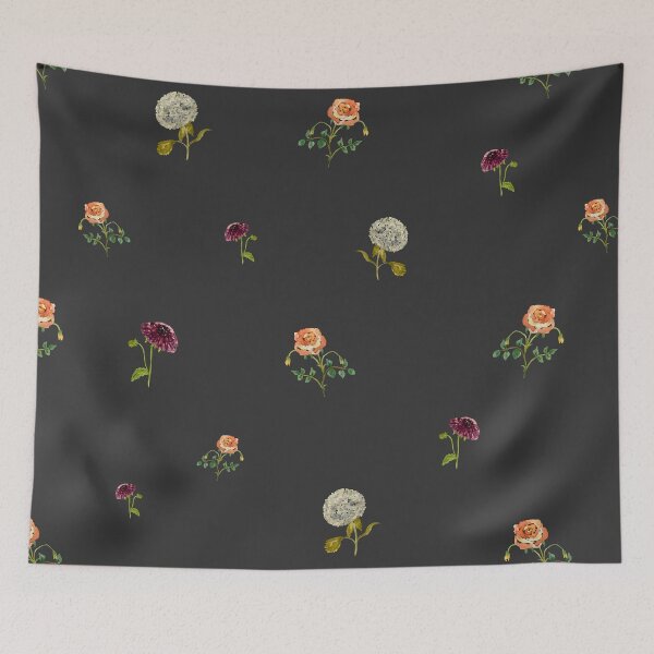 Item preview, Dahlia hydrangea rose pattern cute a watercolor grey designed and sold by Yana Mustafina | Boho Soulful Designs.