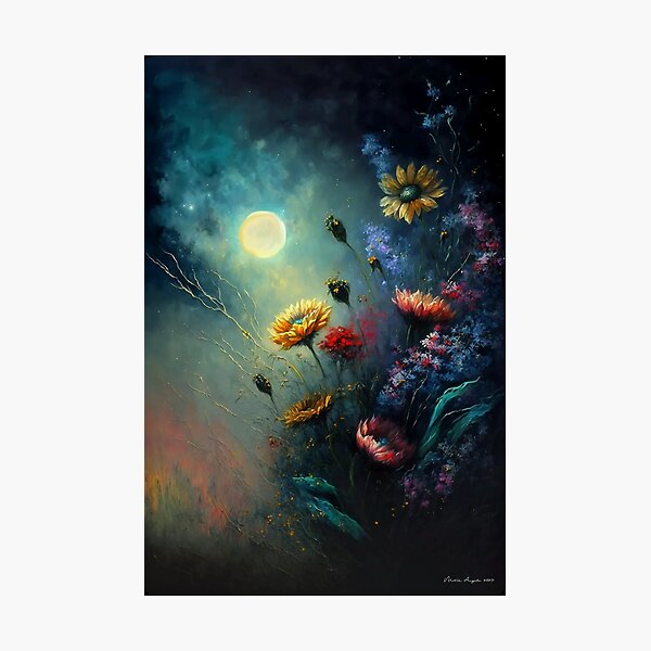 Item preview, Blooming Wild Flowers With A Misty Sun - 5 - Oil Painting designed and sold by Mitch-Angelo.