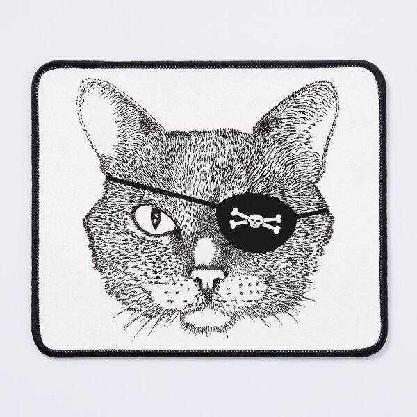 Item preview, Cat Pirate - black on white designed and sold by Sally Barnett.