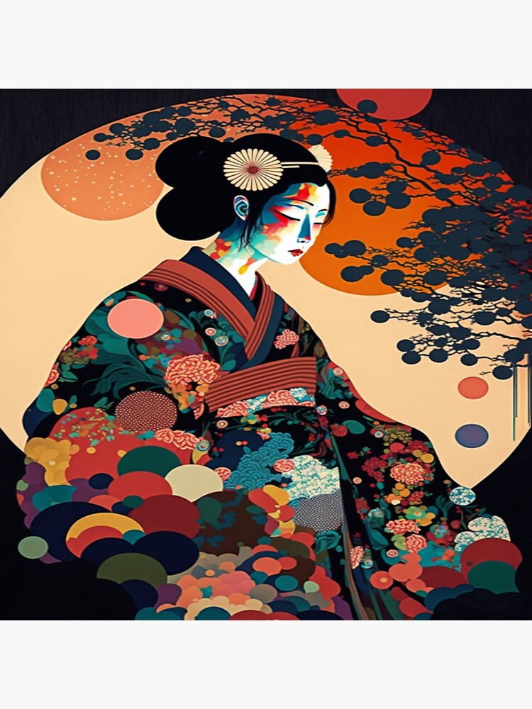 japanese geisha under the moon Art Board Print by BaynoSama