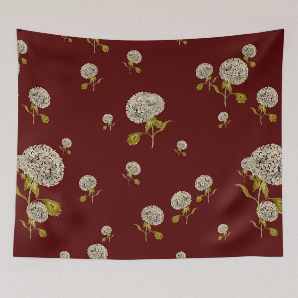 Artikelvorschau, Hydrangea flower cute ornate pattern a watercolor red entworfen und verkauft von Yana Mustafina | Boho Soulful Designs.