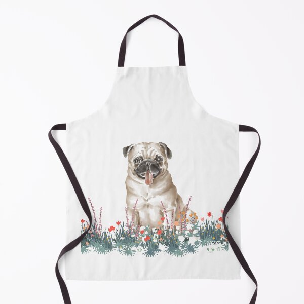 Item preview, Watercolour Pug in grass and flowers designed and sold by Doggymadness.