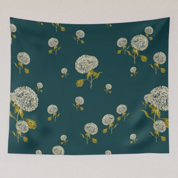 Artikelvorschau, Hydrangea flower cute ornate pattern a watercolor turquoise entworfen und verkauft von Yana Mustafina | Boho Soulful Designs.
