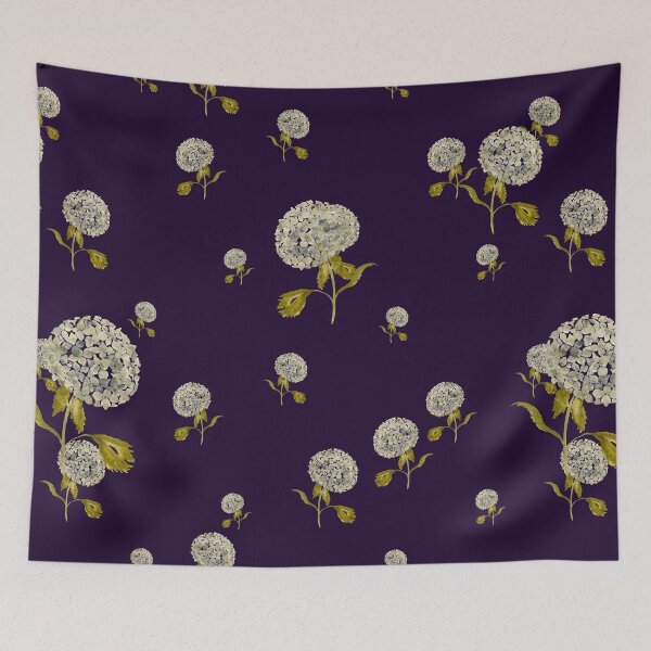 Item preview, Hydrangea flower cute ornate pattern a watercolor black designed and sold by Yana Mustafina | Boho Soulful Designs.
